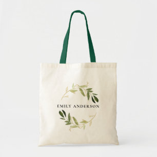BOLSO DE TELA ELEGANTE GOLD VERDE FOLIAGE AGUA DE AGUA ROSA