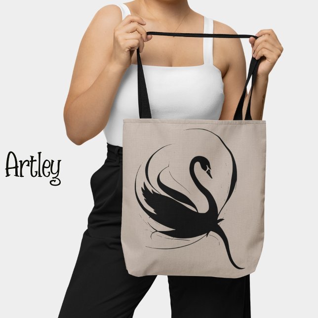 Bolso De Tela Elegante Gothic Black Swan Flower Tattoo Art (Subido por el creador)