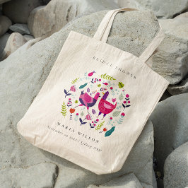 Bolso De Tela Elegante Granja Folclórica Floral Bird Bridal Show