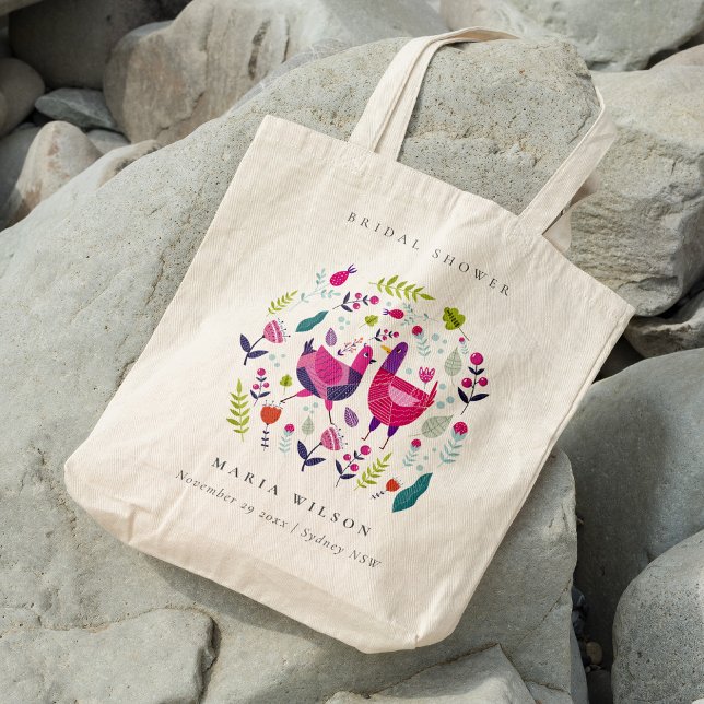 Bolso De Tela Elegante Granja Folclórica Floral Bird Bridal Show (Subido por el creador)