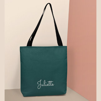 Bolso De Tela Elegante guión de firma personalizado en azul prof