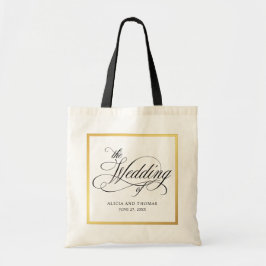 Bolso De Tela Elegante guión florece Boda personalizado