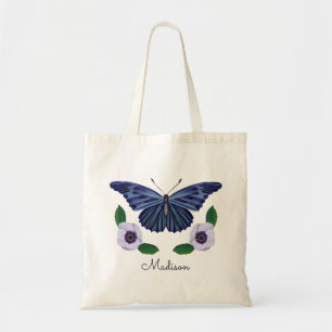 Bolso De Tela Elegante guión personalizado con flor de mariposa