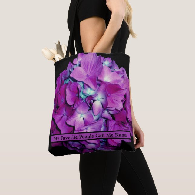 Bolso De Tela Elegante hidráneas florales verde azuladas Magenta (Detalle)