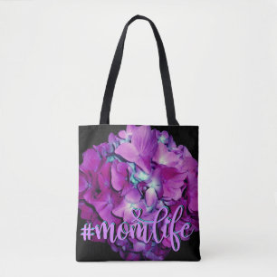 Bolso De Tela Elegante hidráneas florales verde azuladas Magenta
