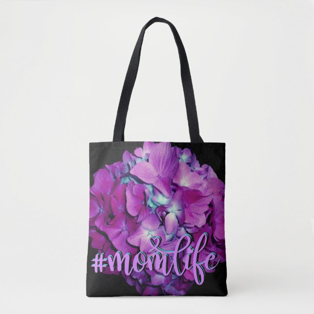 Bolso De Tela Elegante hidráneas florales verde azuladas Magenta (Anverso)
