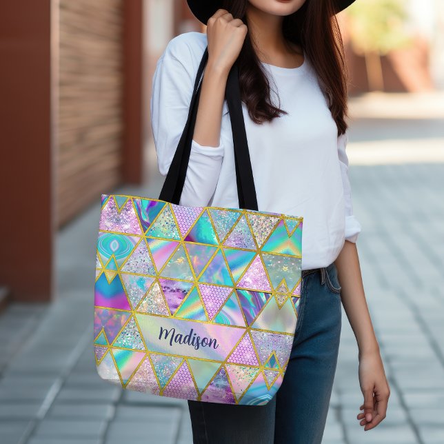 Bolso De Tela Elegante holográfico trendy faux dorado geométrico (Subido por el creador)