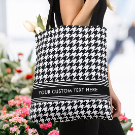 Bolso De Tela Elegante Houndstoth Personalizado Blanco Negro