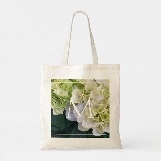 Bolso De Tela Elegante Hydrangea Monograma Personalizado Amor Bi (Reverso)