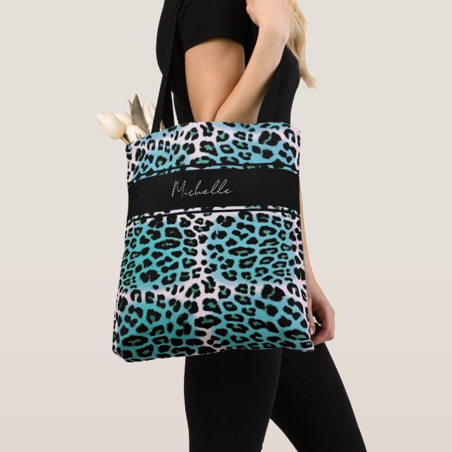 Bolso De Tela Elegante impresión de animales de leopardo azul pe (Detalle)