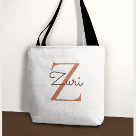 Bolso De Tela Elegante Inicial de Terracota con Monograma Z Nomb