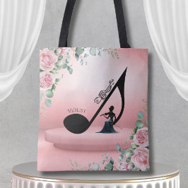 Bolso De Tela Elegante intérprete de viola Floral rosa Violinist