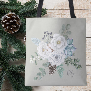 Bolso De Tela Elegante invierno Floral Botánica Bouquet Bridesma