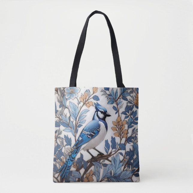 Bolso De Tela Elegante Jay Azul William Morris Inspirado (Anverso)