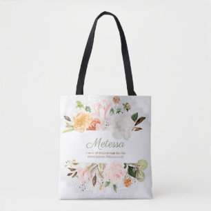 Bolso De Tela Elegante Lace Floral Blanco Rosa Phil. 4:13