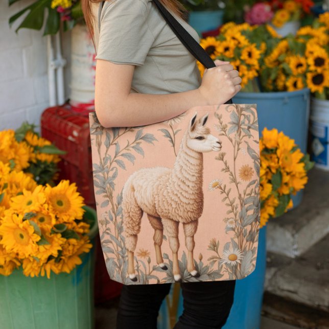 Bolso De Tela Elegante Lama y Flores de margarita en la arena (Subido por el creador)