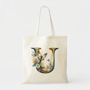 Bolso De Tela Elegante letra bohemia floral U