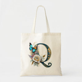 Bolso De Tela Elegante letra Q floral bohemio