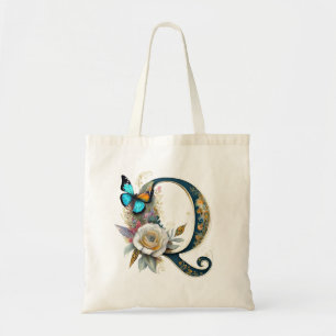 Bolso De Tela Elegante letra Q floral bohemio