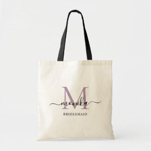 Bolso De Tela Elegante Lila Personalizado Nombre de Dama de Hono