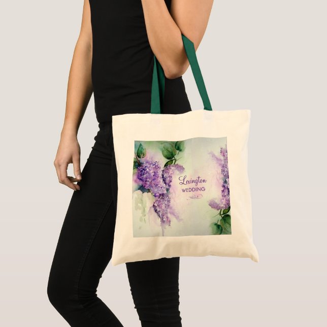 Bolso De Tela Elegante Lilac Flores Boda Tote Bag (Anverso (producto))