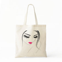 Elegante Línea Rosa Negro Arte Mujer Cara Dibujo