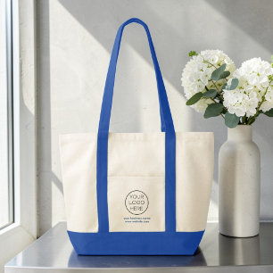 Bolso De Tela Elegante Logotipo Empresarial Minimalista Azul Per