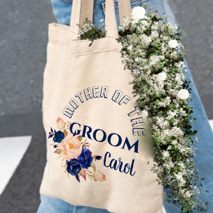 Bolso De Tela Elegante Madre Floral Rosa De Rubor Azul Del Groom