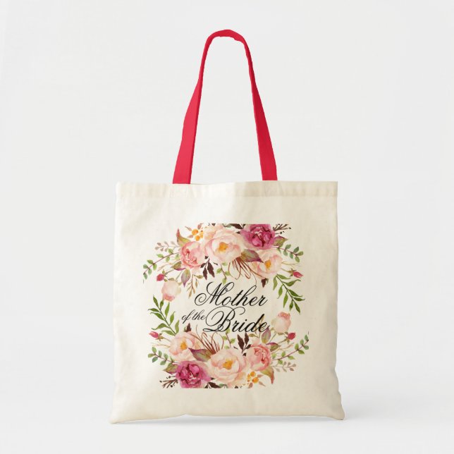 Bolso De Tela Elegante madre floral rústica de la novia (Frente)