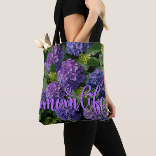 Bolso De Tela Elegante magenta púrpura azul verde hidrangea flor