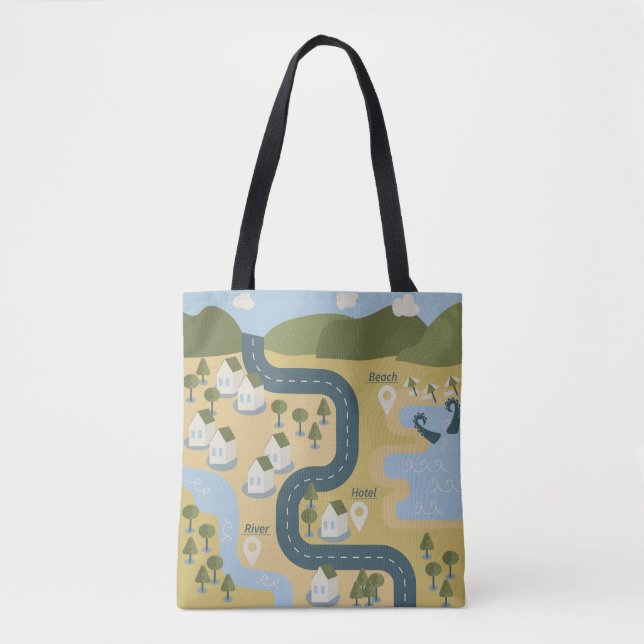 Bolso De Tela Elegante mapa de viajes de vacaciones de personali (Anverso)