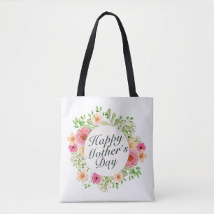 Bolso De Tela Elegante marco floral feliz día de la madre para l