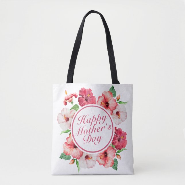 Bolso De Tela Elegante marco floral feliz día de la madre para l (Anverso)