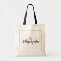 Elegante Marco rosa Nombre manuscrito monogramado
