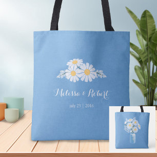 Bolso De Tela Elegante margarita blanca floral en favor de la bo