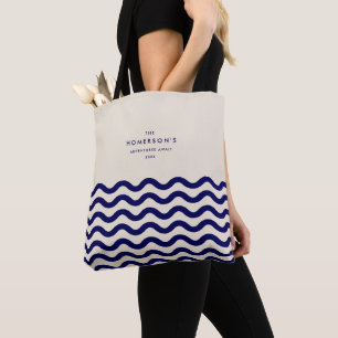 Bolso De Tela Elegante marina de vacaciones familiar con olas tr