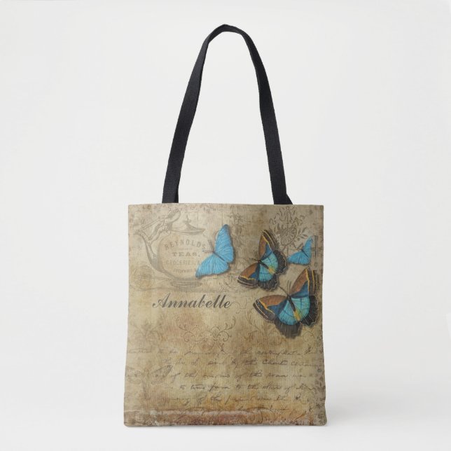 Bolso De Tela Elegante mariposa de época difunde tu Tote de alas (Anverso)