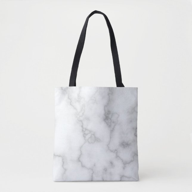 Bolso De Tela Elegante Mármol Blanco Faux (Anverso)