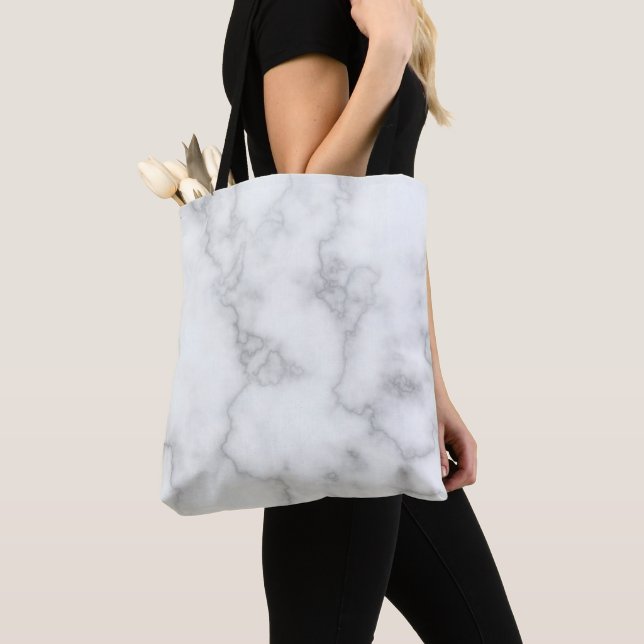 Bolso De Tela Elegante Mármol Blanco Faux (Detalle)