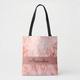 Bolso De Tela Elegante Mármol De Coral Rosa Personalizado