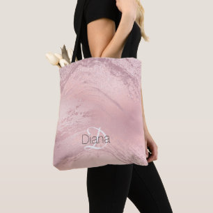 Bolso De Tela Elegante mármol rosa rosa dorado purpurina