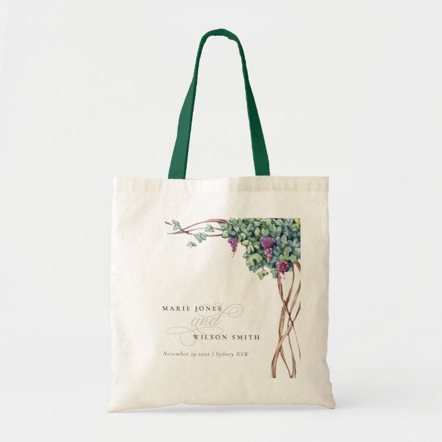 Bolso De Tela Elegante Moda acuarela Grapevine Foliage Boda (Frente)