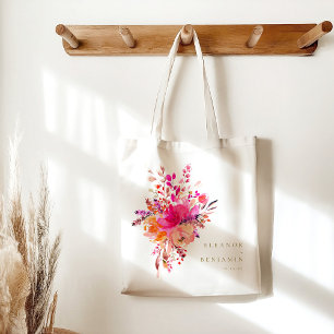 Bolso De Tela Elegante Moda color de agua rosa Boda floral Perso