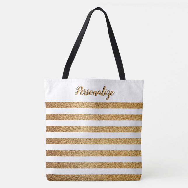 Bolso De Tela Elegante Moda Purpurina de oro bandas personalizad (Anverso)