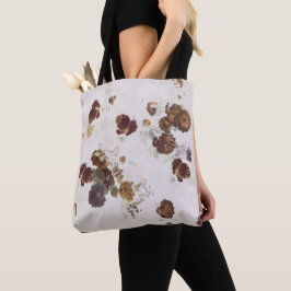 Bolso De Tela Elegante Moda Rosas beiges marrones  Floral Toile