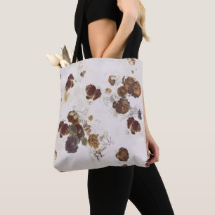 Bolso De Tela Elegante Moda Rosas beiges marrones Floral Toile
