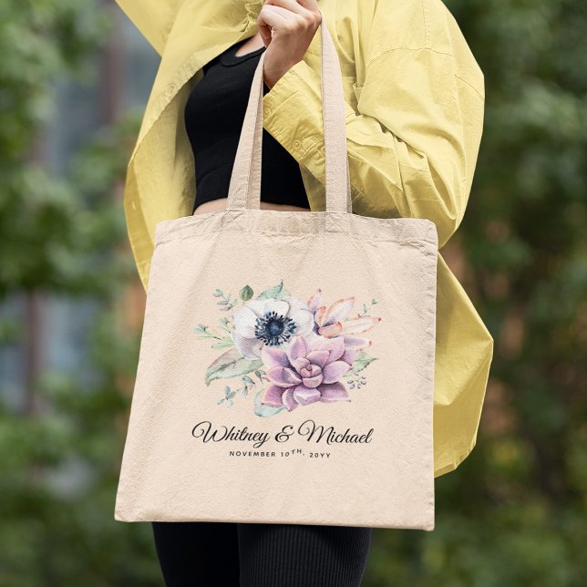 Bolso De Tela Elegante Moda Suculento Boda Florals (Subido por el creador)