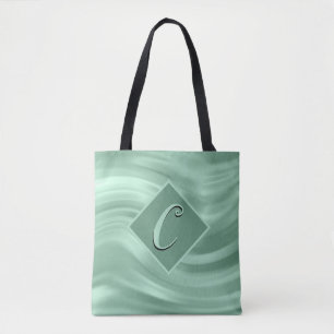 Bolso De Tela Elegante Moda Verde azulada Swirl Monograma modern