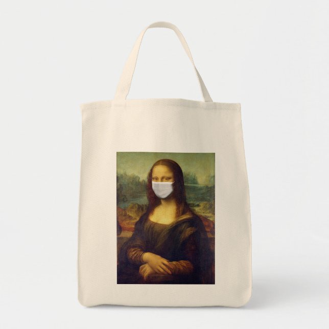 Bolso De Tela Elegante Moda Verde Mona Lisa Covid 19 Pintura (Frente)