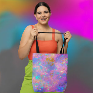 Bolso De Tela Elegante Moderno Abstracto Fuego Opalo Nombre Pers